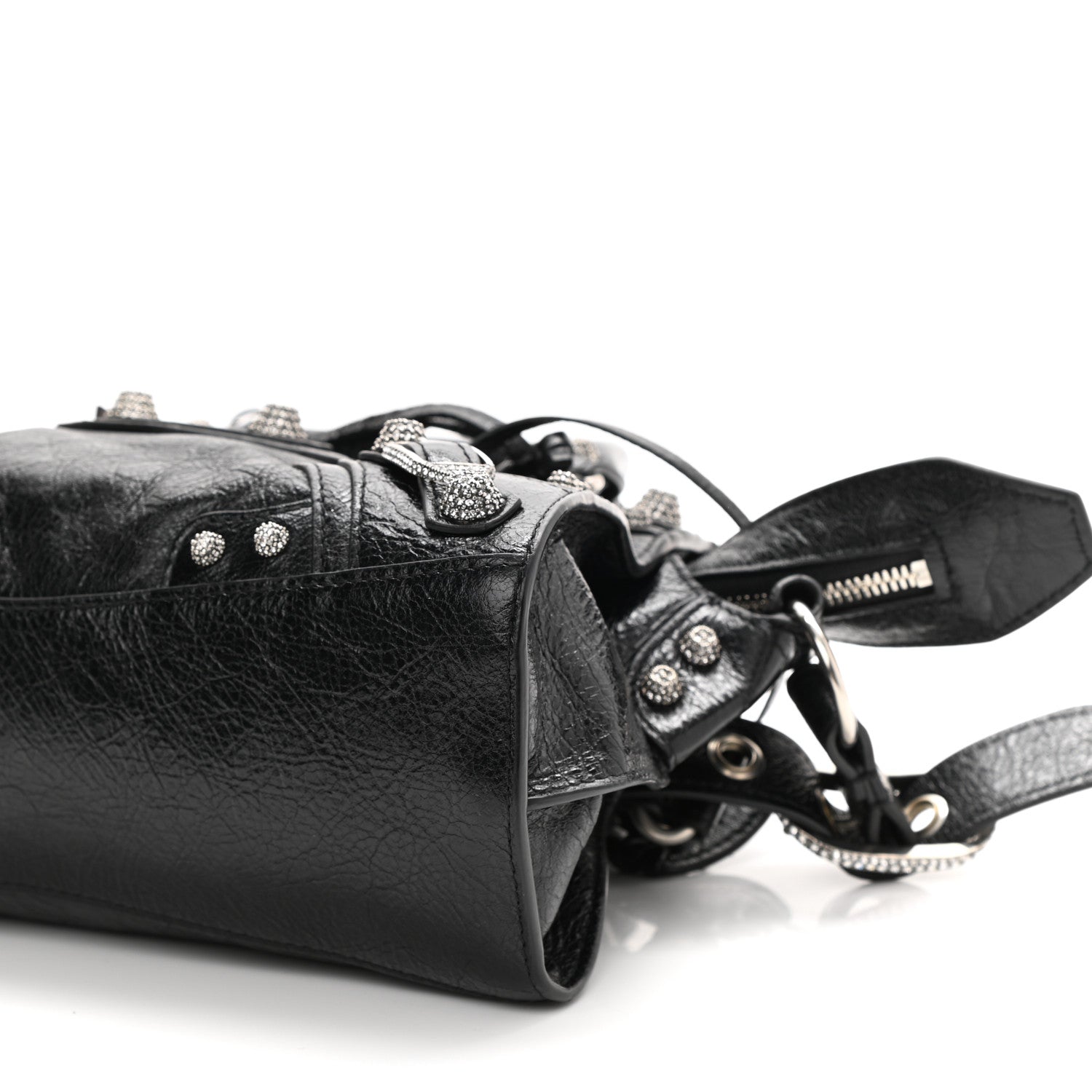 Balenciaga Agneau Arena Crystal Neo Cagole Handbag XS Black 10 of 11
