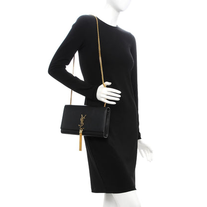 Saint Laurent Smooth Calfskin Medium Classic Monogram Kate Tassel Satchel Black 2 of 9