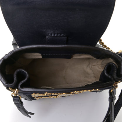 Chloe Suede Calfskin Studded Mini Faye Backpack Full Blue 6 of 12
