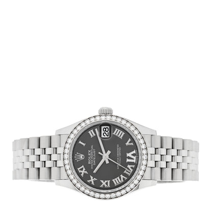 Rolex Stainless Steel 18K White Gold Diamond 31mm Oyster Perpetual Datejust Watch Dark Grey Roman 278384RBR 2 of 5