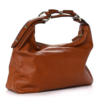 Gucci Leather Medium Horsebit Chain Hobo Brown 2 of 9
