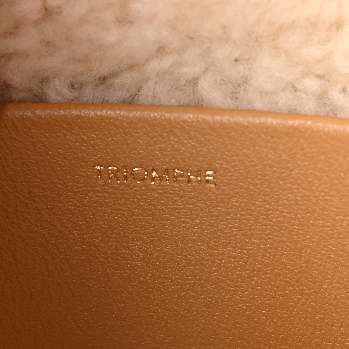 Suede Shearling Triomphe Chain Shoulder Bag Beige