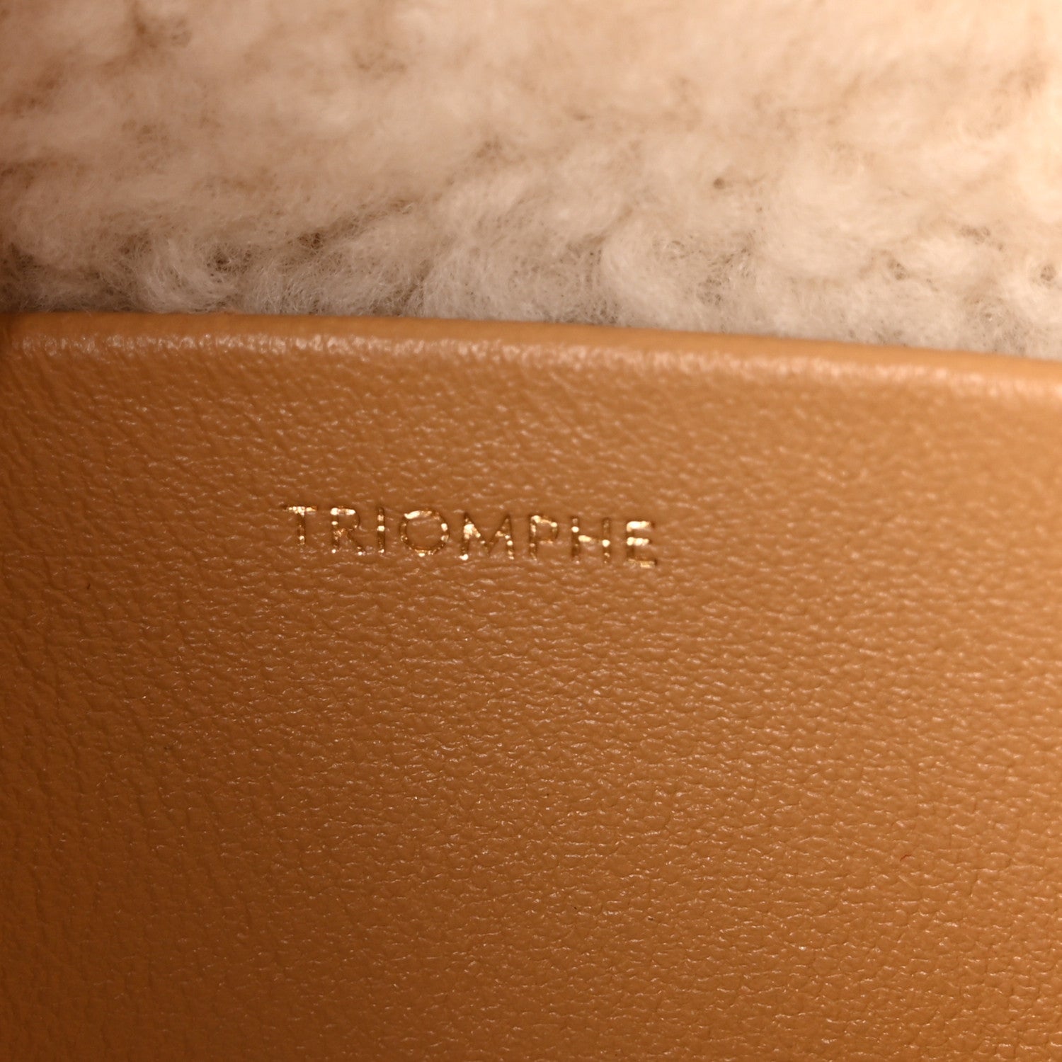 Celine Suede Shearling Triomphe Chain Shoulder Bag Beige 7 of 11