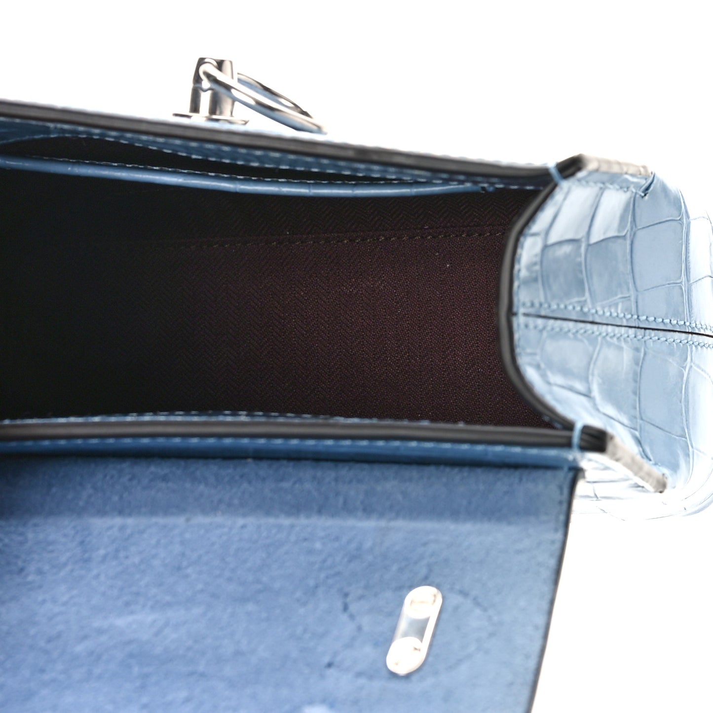 Shiny Croc Calfskin Embossed Micro Seaton Blue