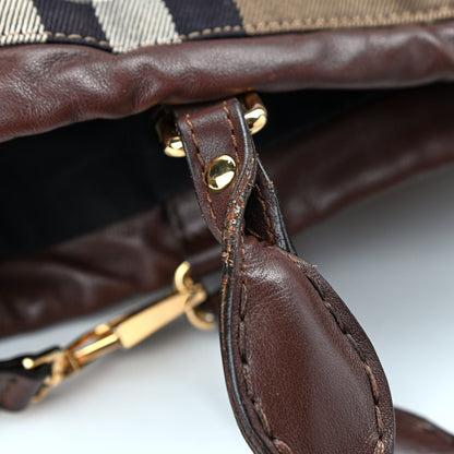 Burberry Soft Calfskin House Check Big Crush Tote Brown Ochre 16 of 21