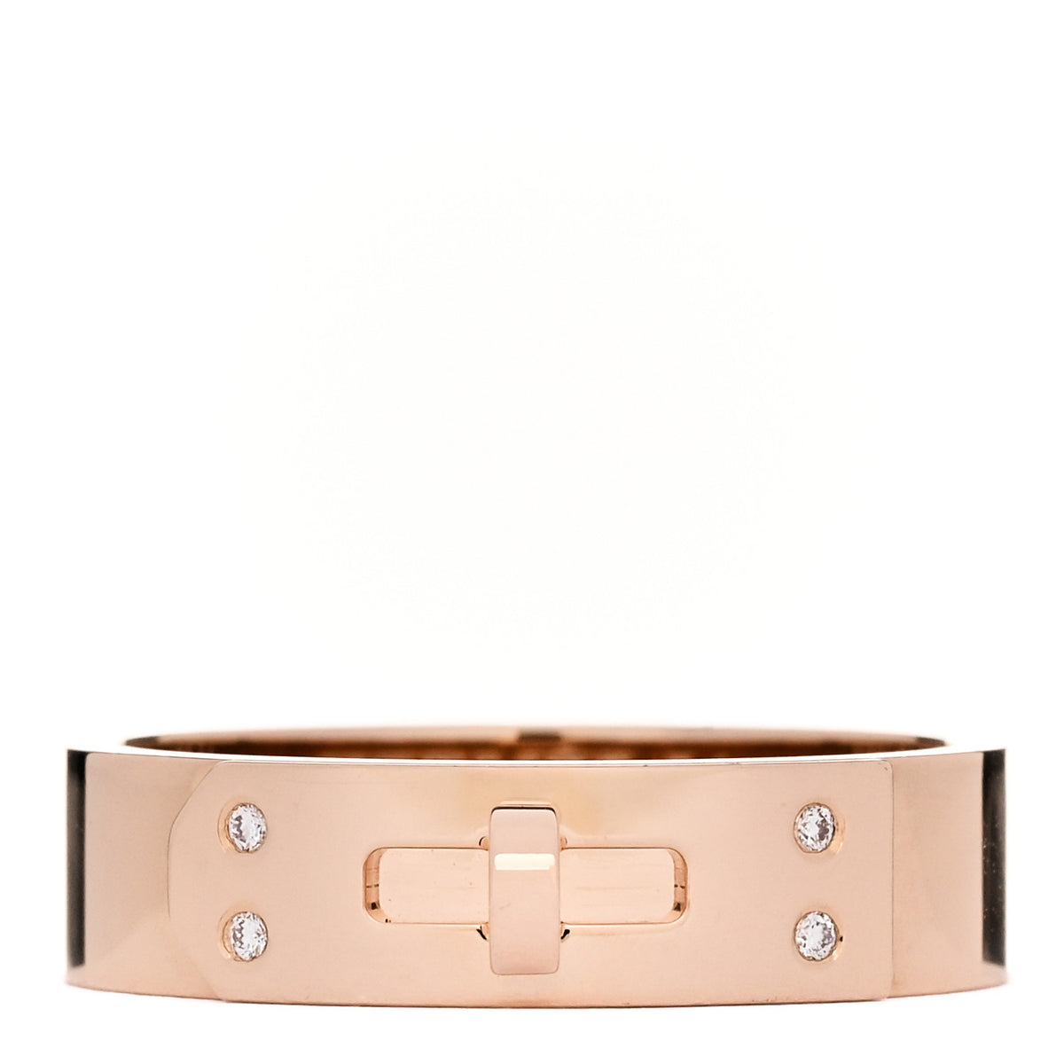 Hermes 18K Rose Gold Diamond PM Kelly Ring 54 7 1 of 5