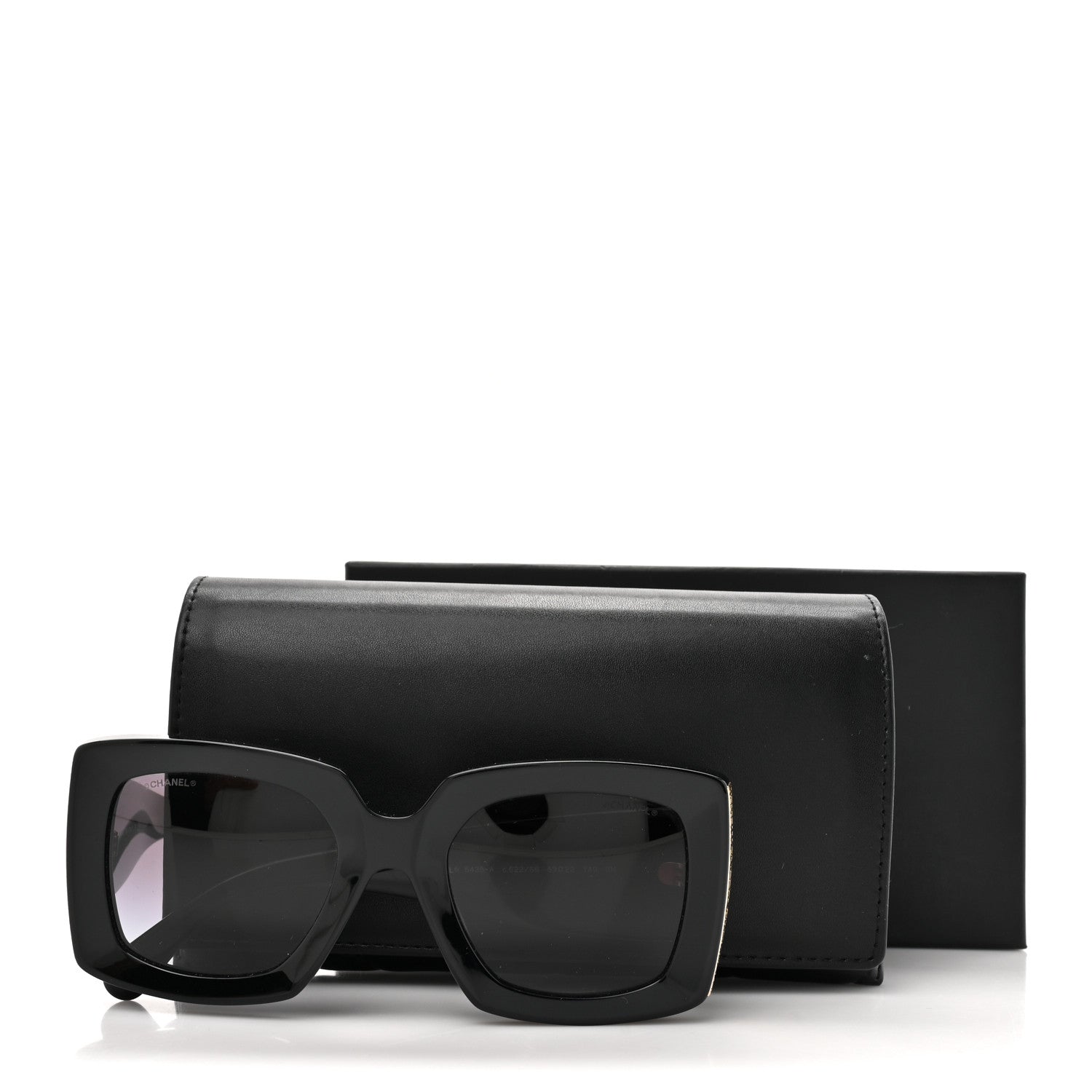 Chanel Acetate Rectangle Sunglasses 5435-A Black 10 of 10