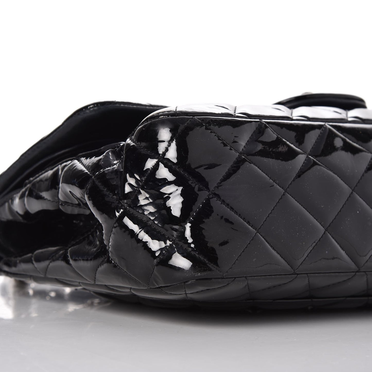 Patent Quilted Jumbo Double Flap Black