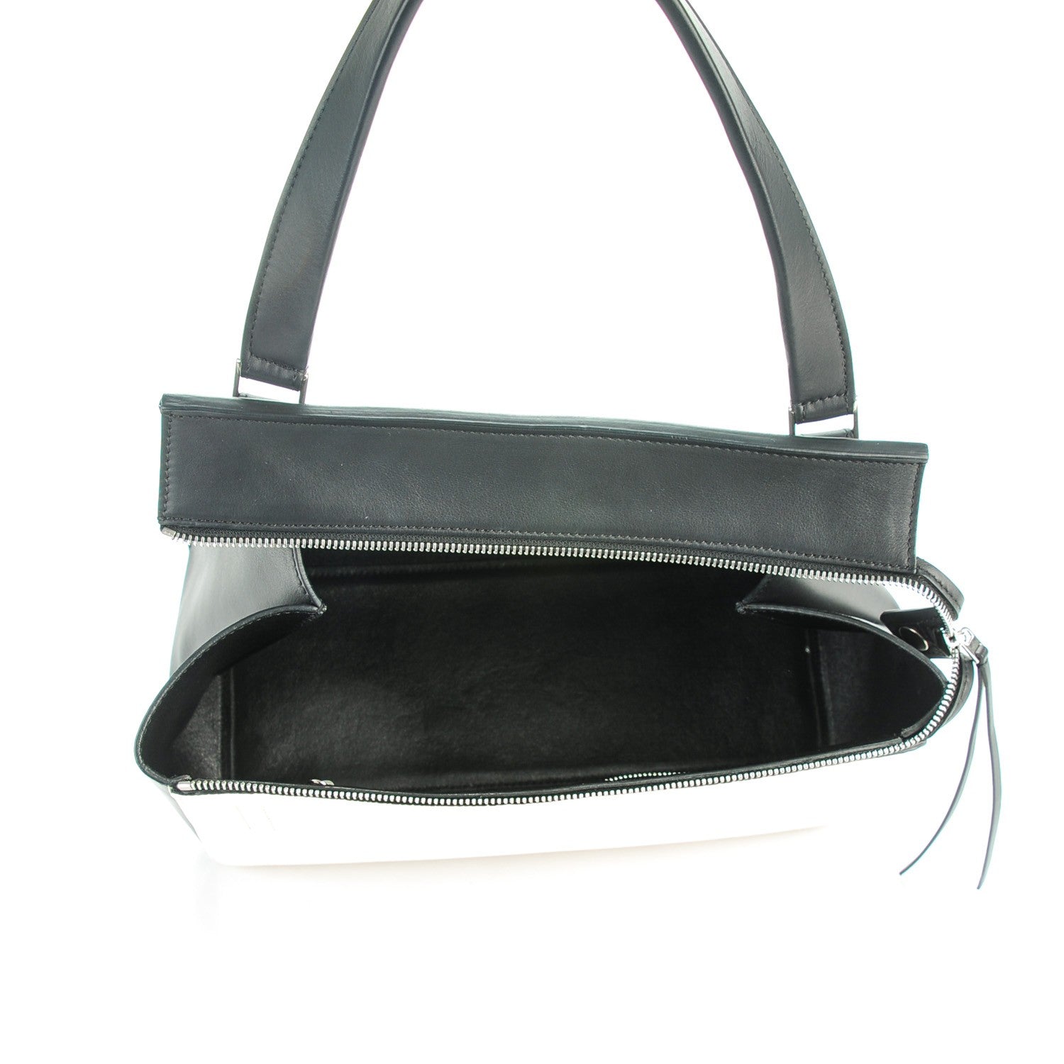 Celine Textured Calfskin Small Bi-Color Edge Shoulder Bag Black Cream 5 of 9