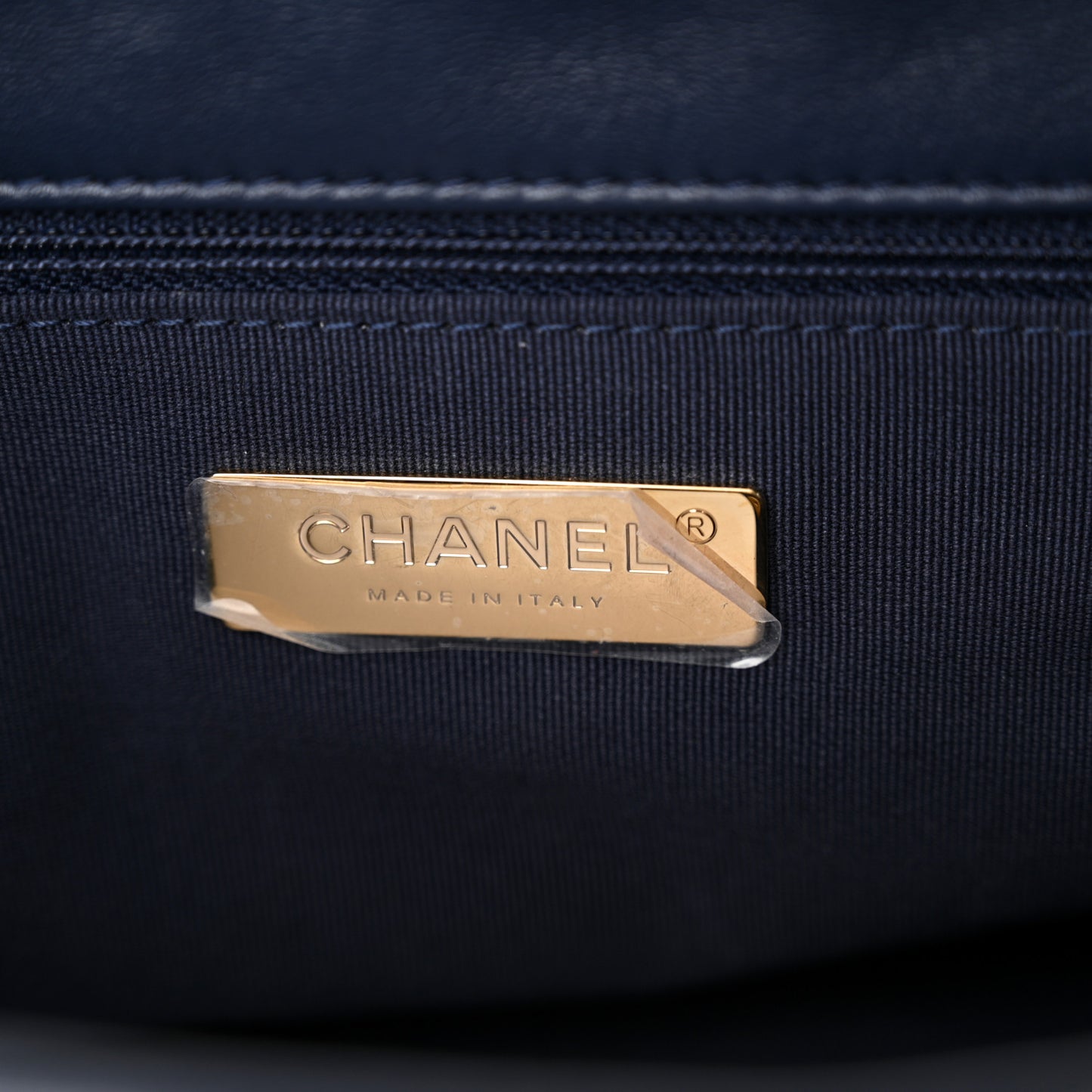 Lambskin Quilted Large Chanel 19 Flap Navy Blue