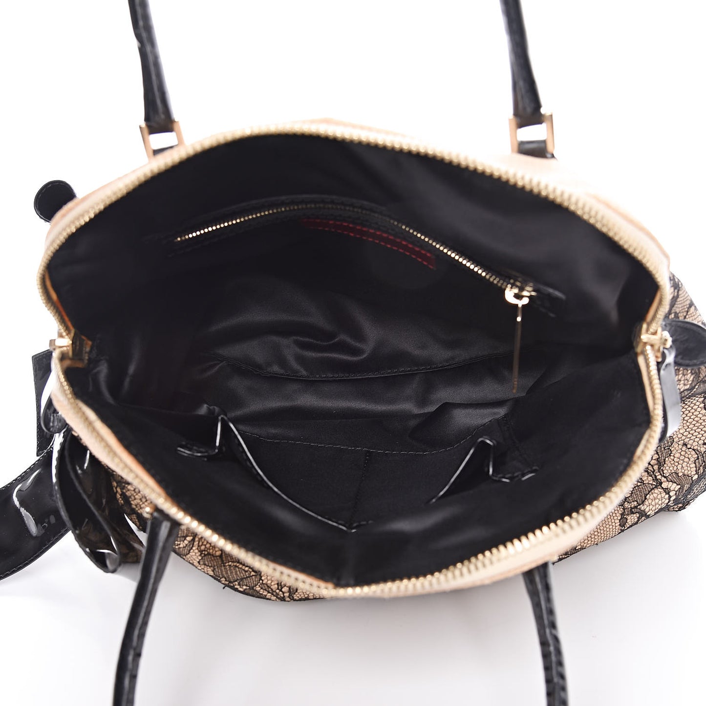 Straw Lace Bow Dome Tote Black