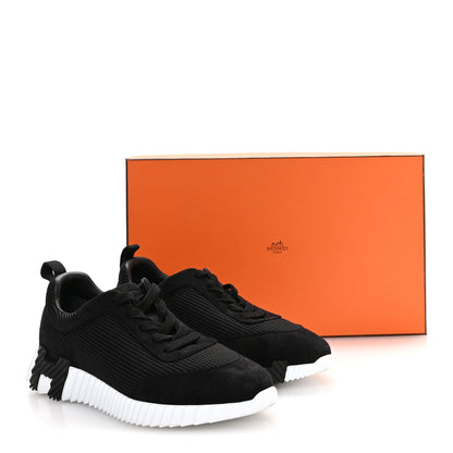 Hermes Air Mesh Suede Goatskin Bouncing Sneakers 38 Black 9 of 9