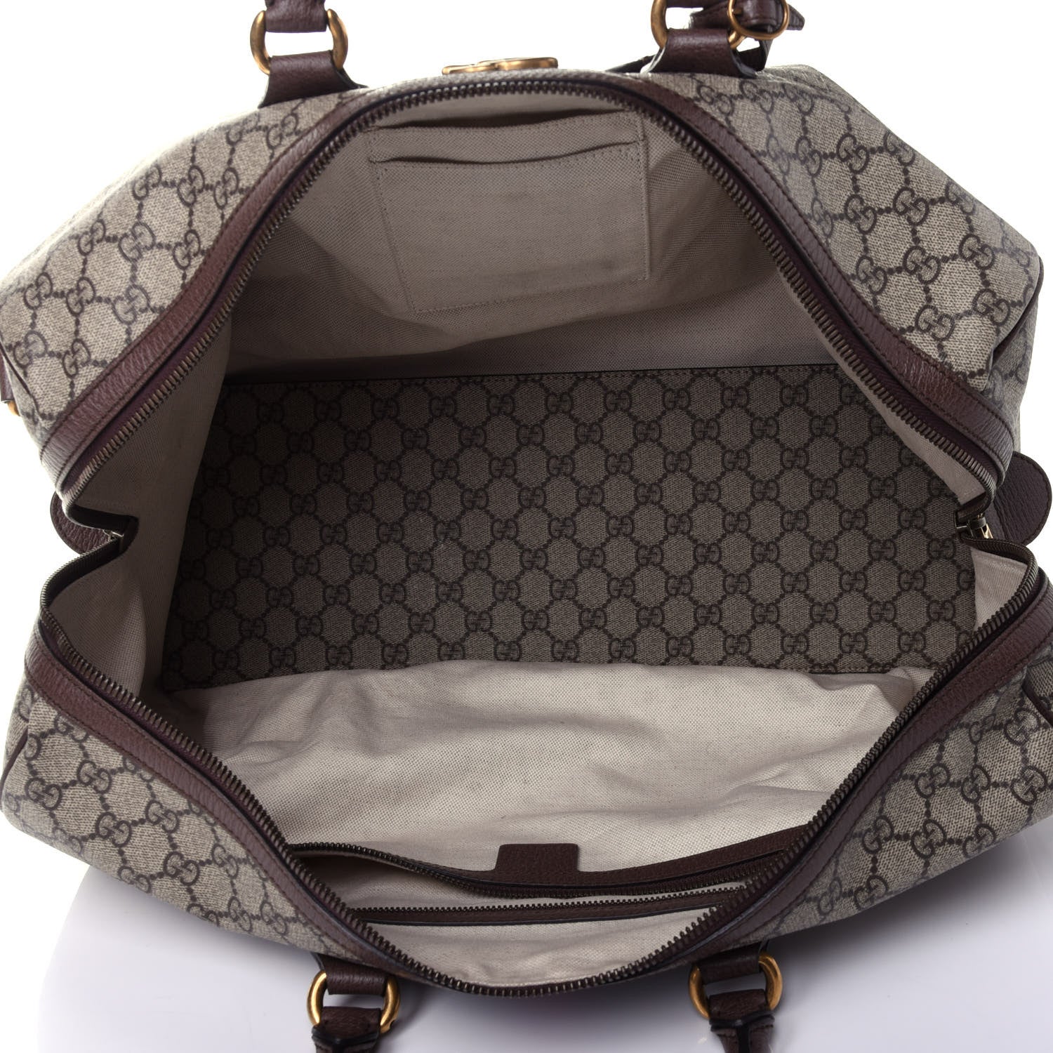 Gucci GG Supreme Monogram Textured Dollar Calfskin Web Medium Ophidia Carry-On Duffle Bag Beige Ebony New Acero 4 of 10