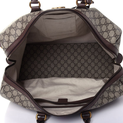 Gucci GG Supreme Monogram Textured Dollar Calfskin Web Medium Ophidia Carry-On Duffle Bag Beige Ebony New Acero 4 of 10