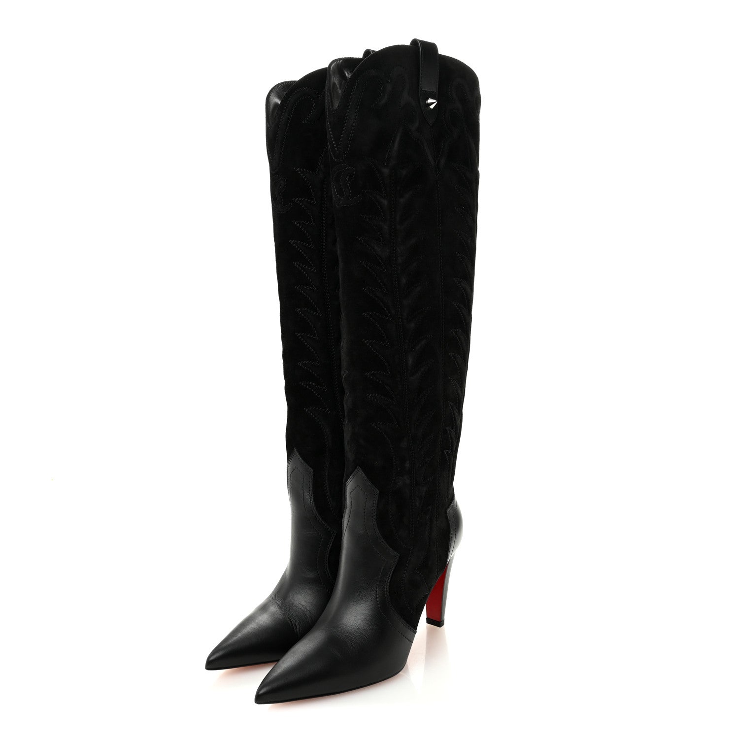 Christian Louboutin Calfskin Veau Velours Santia Botta 85 Tall Boots 39 Black 3 of 11