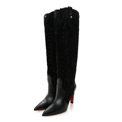 Christian Louboutin Calfskin Veau Velours Santia Botta 85 Tall Boots 39 Black 3 of 11
