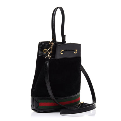 Gucci Suede Patent Web Small Ophidia Bucket Bag Black 3 of 10
