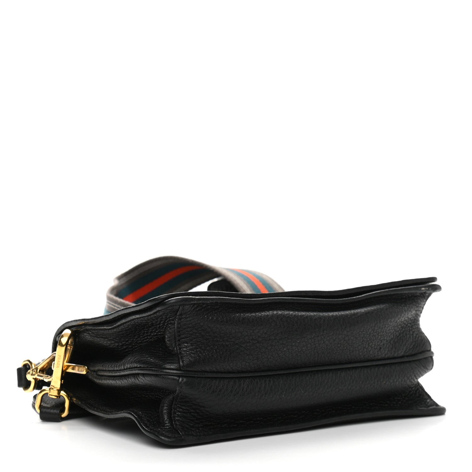 Prada Vitello Daino Double Strap Flap Crossbody Black 4 of 12