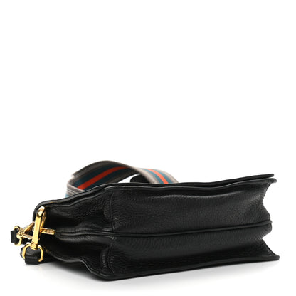 Prada Vitello Daino Double Strap Flap Crossbody Black 4 of 12