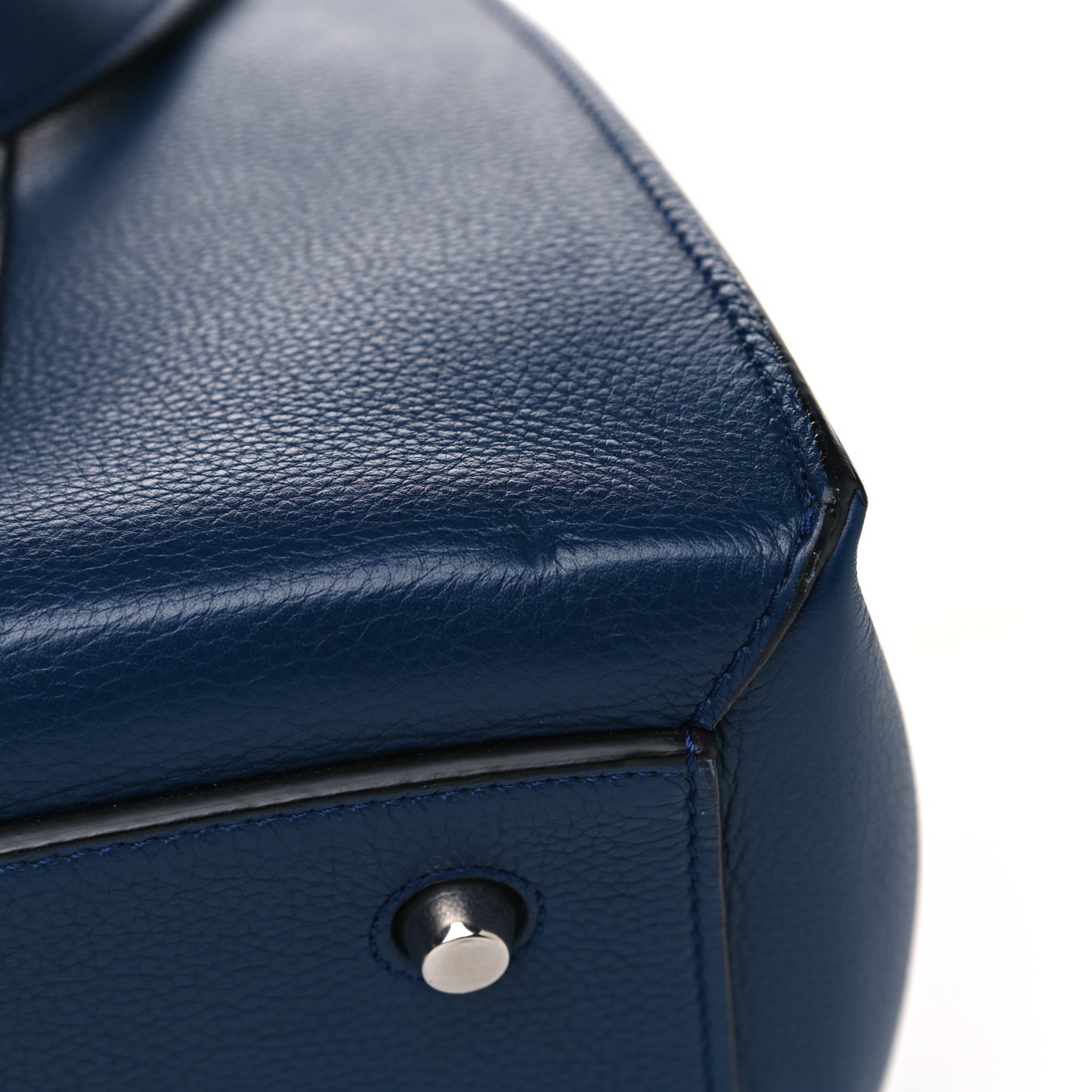 Drummed Calfskin Medium Edge Shoulder Bag Ocean Blue