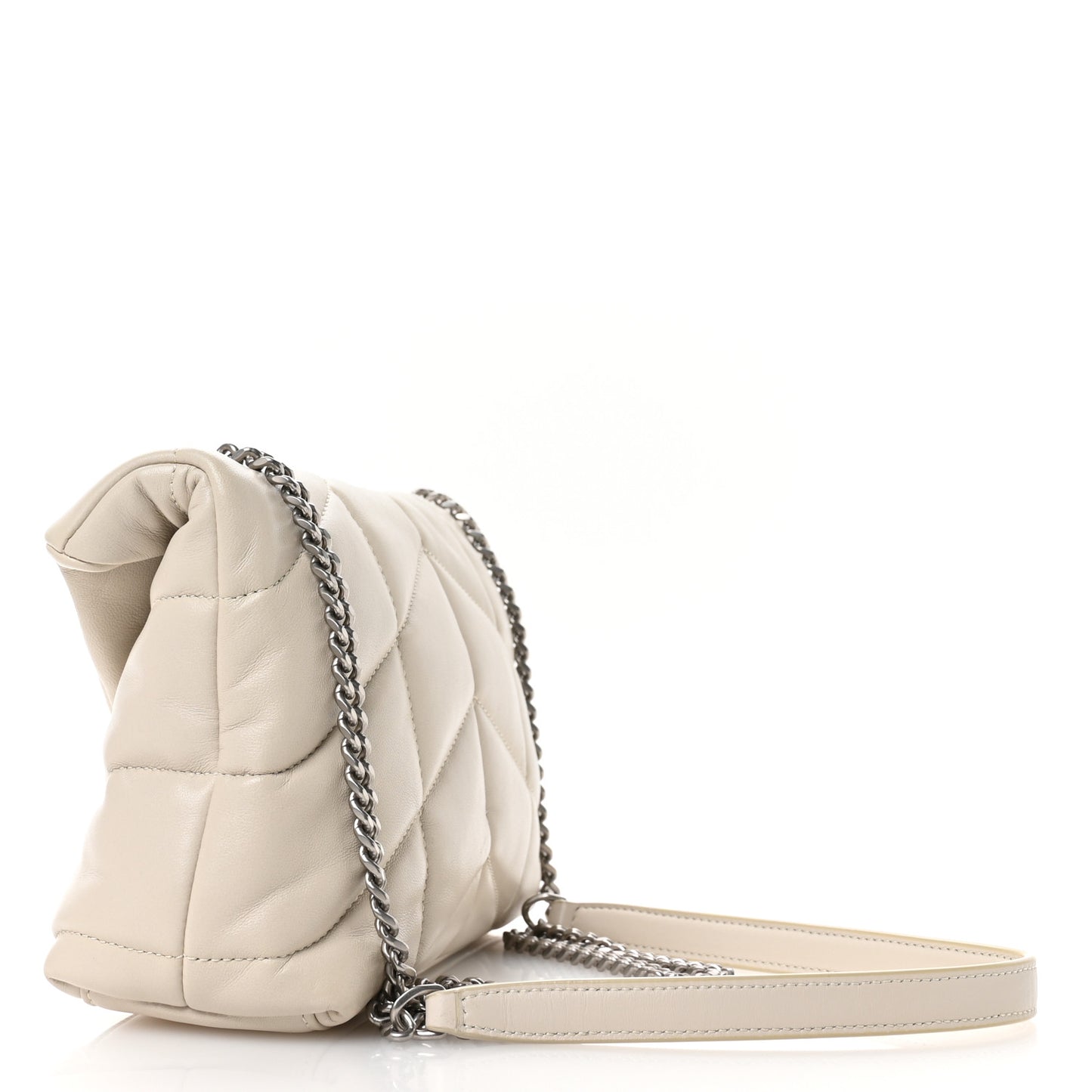 Lambskin Quilted Toy Loulou Puffer Monogram Chain Satchel Crema Soft