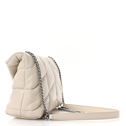 Saint Laurent Lambskin Quilted Toy Loulou Puffer Monogram Chain Satchel Crema Soft 3 of 10