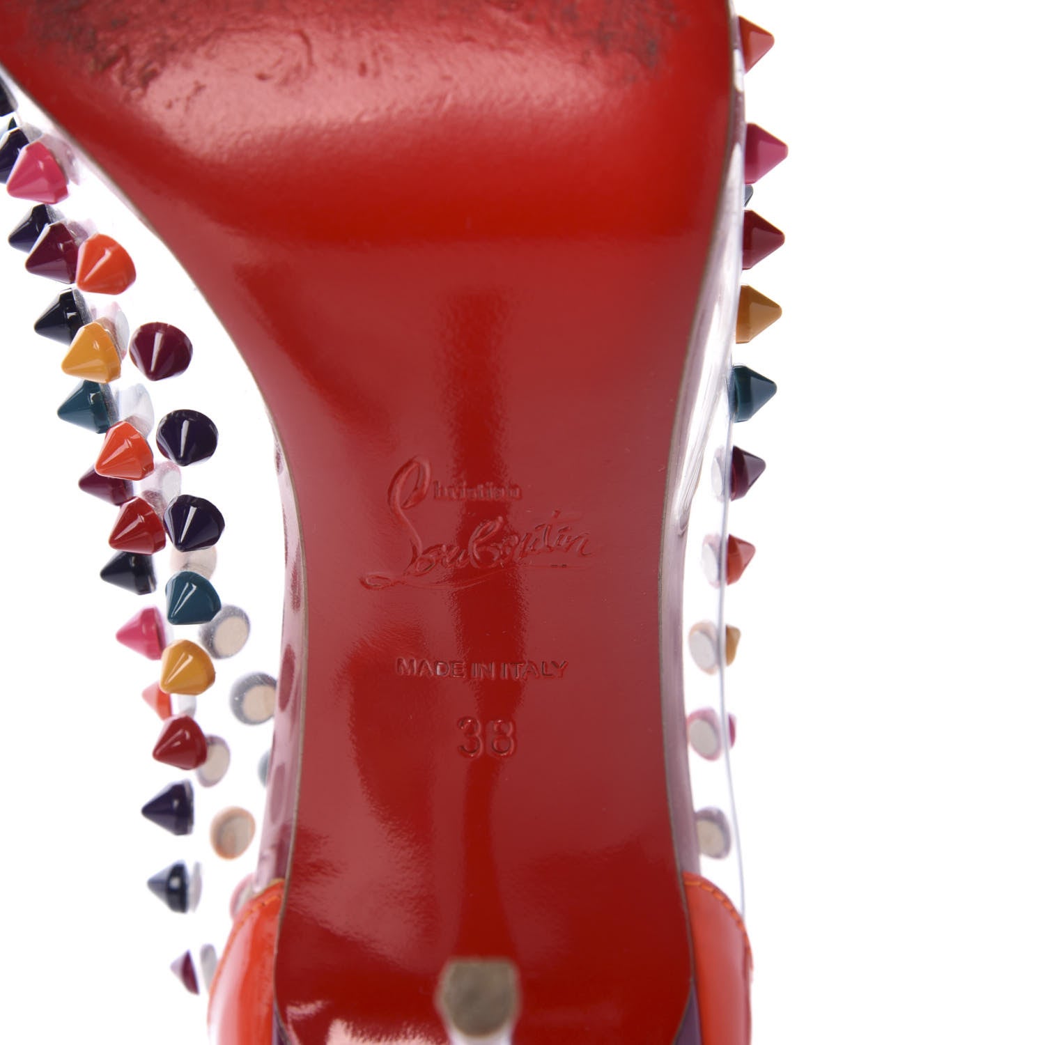 Christian Louboutin Patent PVC Spike Me 100 Pumps 38 Pinky 10 of 10