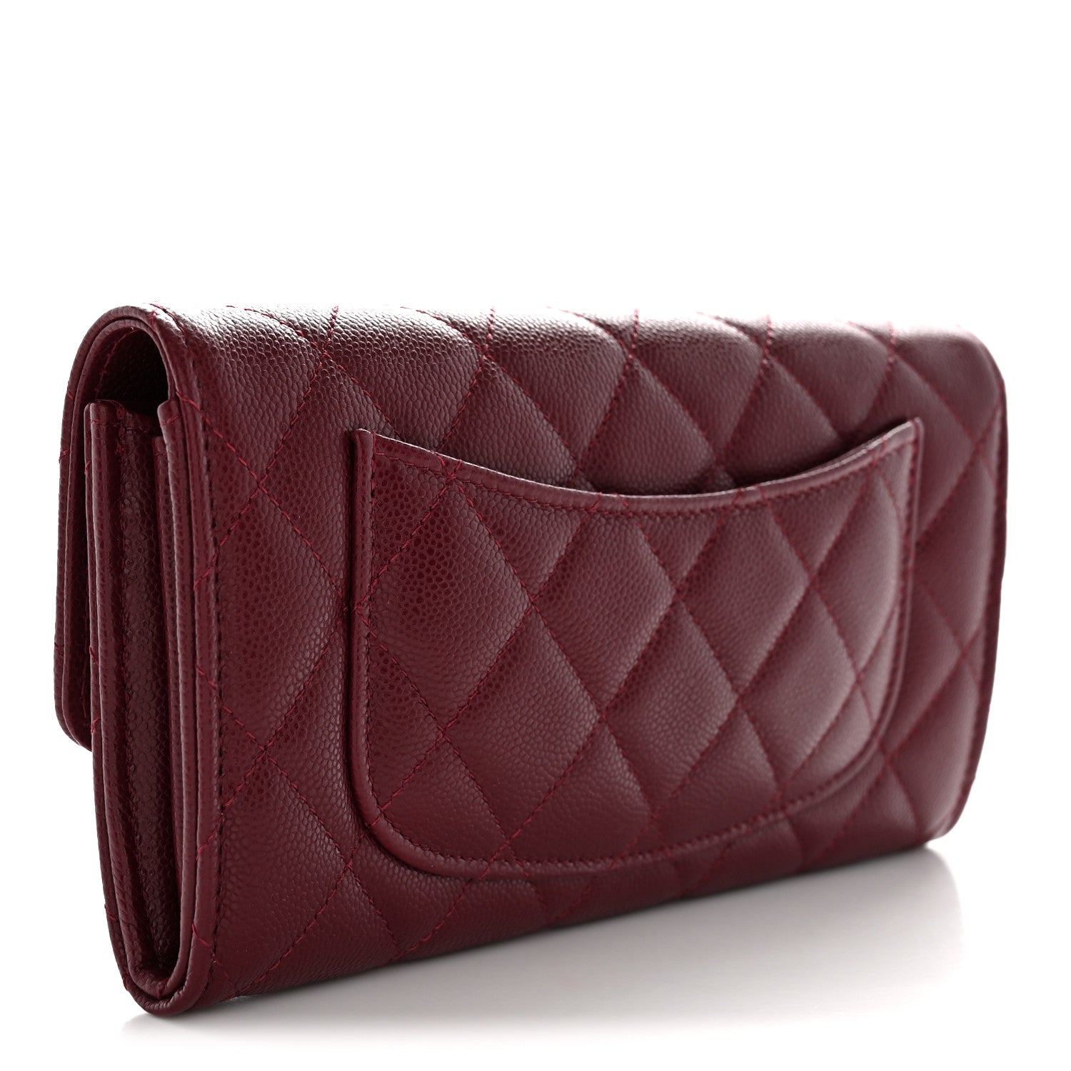 Chanel Caviar Quilted Large Gusset Flap Wallet Burgundy 3 of 7