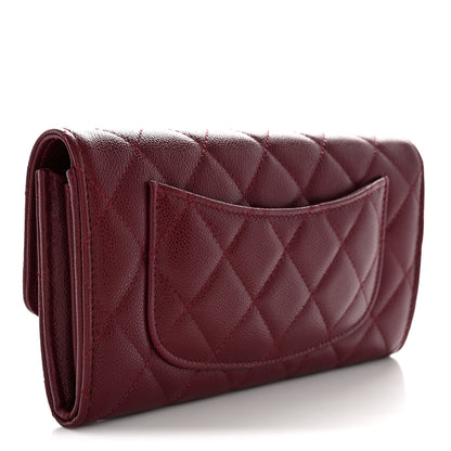 Chanel Caviar Quilted Large Gusset Flap Wallet Burgundy 3 of 7