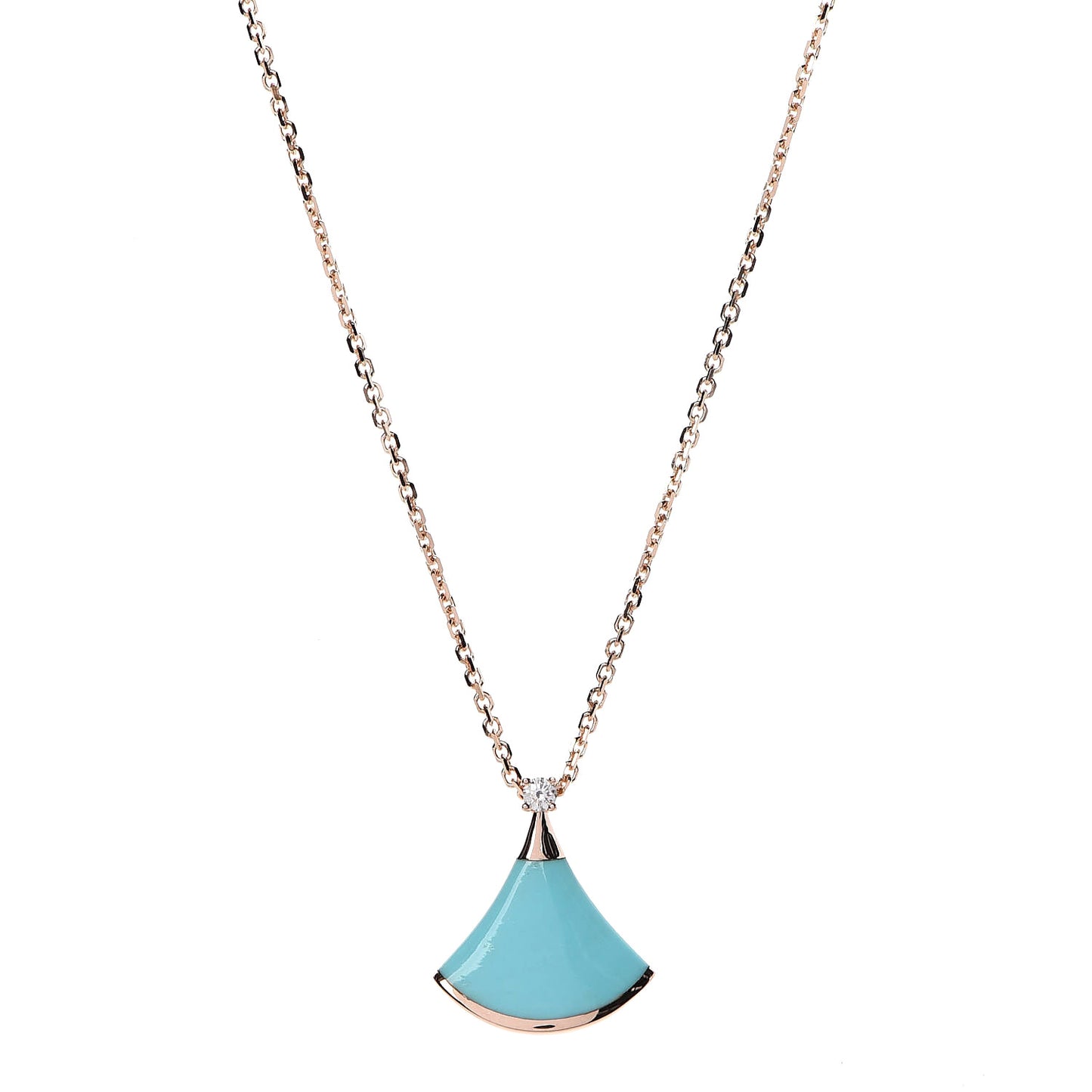 18K Rose Gold Diamond Turquoise Divas' Dream Pendant Necklace