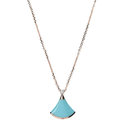 Bulgari 18K Rose Gold Diamond Turquoise Divas' Dream Pendant Necklace 1 of 7