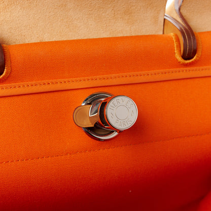 Hermes Vache Hunter Toile Herbag Zip 39 MM Orange Natural 8 of 13