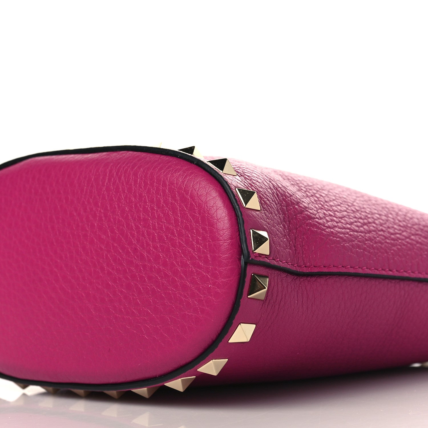 Valentino Garavani Pebbled Calfskin Rockstud Bucket Bag Rose Violet 8 of 8