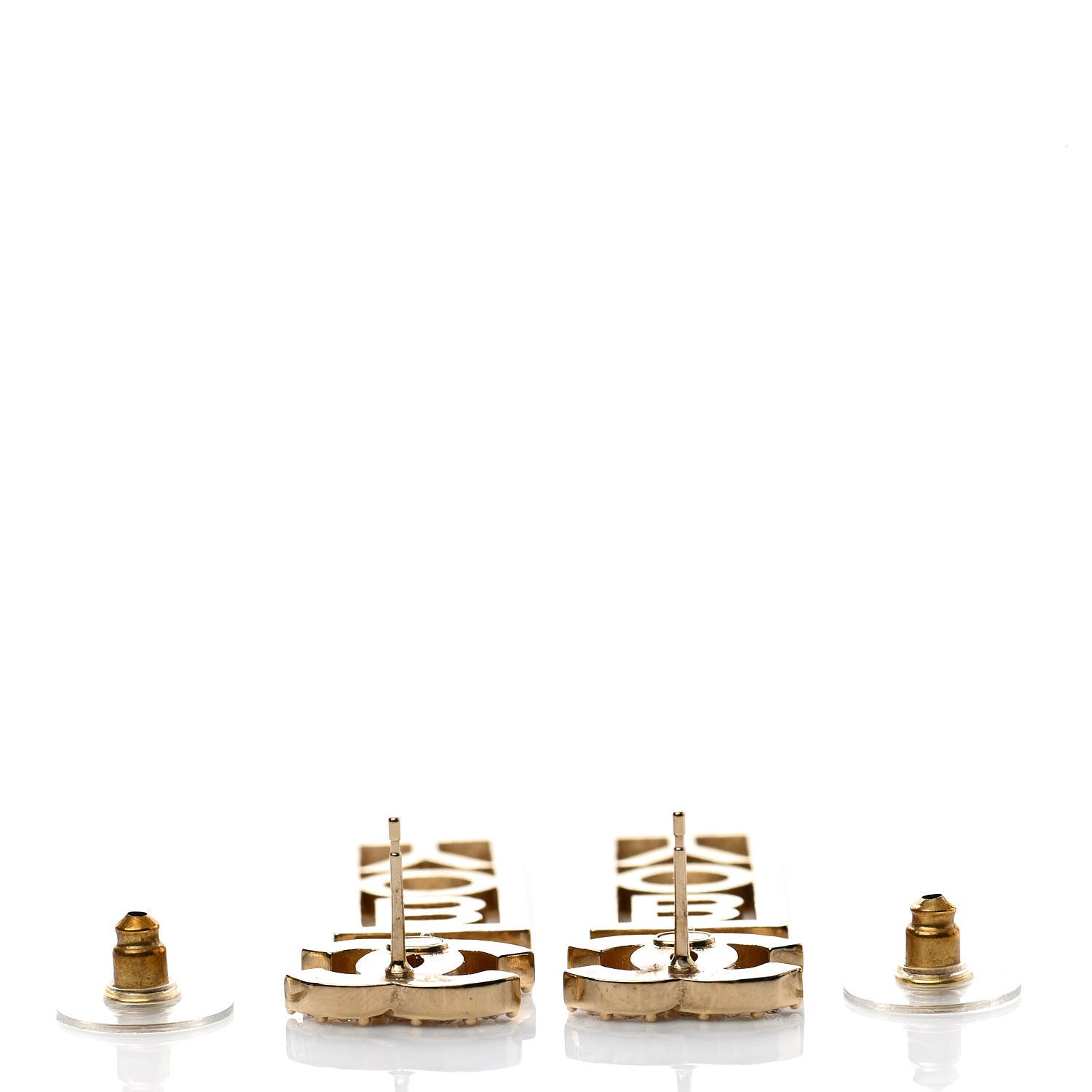 Chanel Crystal Boy Earrings Gold 3 of 5