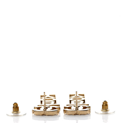 Chanel Crystal Boy Earrings Gold 3 of 5