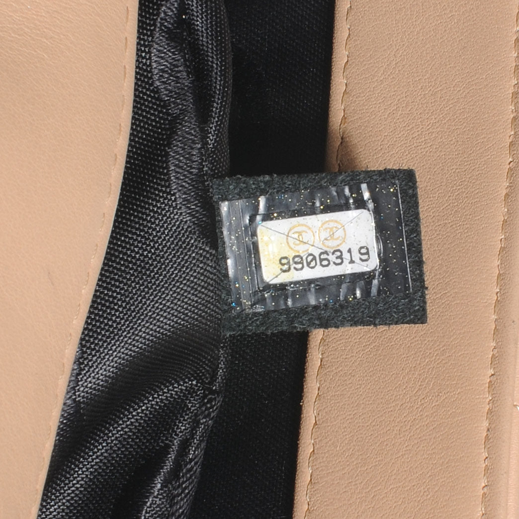Calfskin Quilted Large Cambon Flap Beige Black