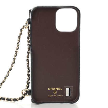 Chanel Lambskin Quilted iPhone XII Pro Case With Chain Black 5 of 12