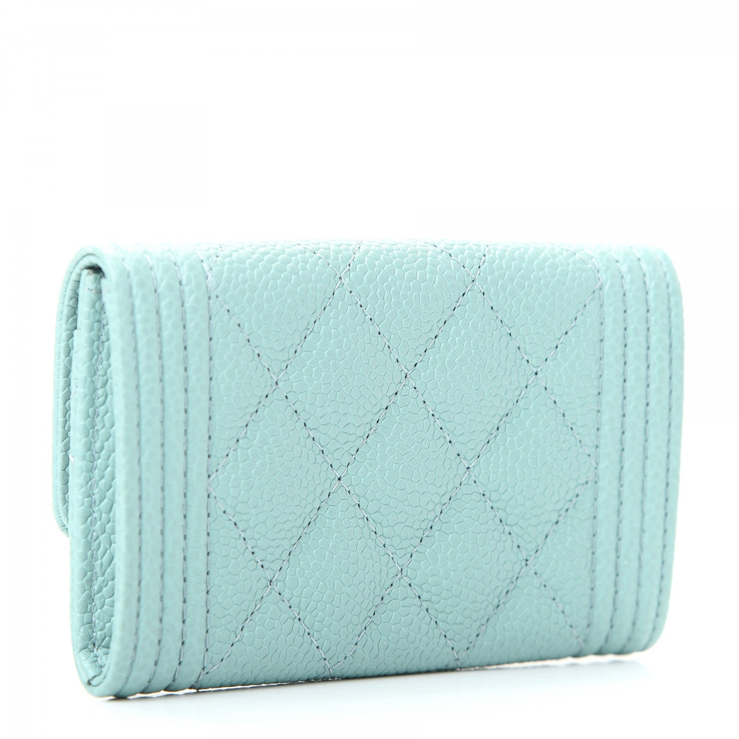 Chanel Caviar Quilted Boy Flap Card Holder Light Blue 3 of 9