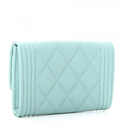 Chanel Caviar Quilted Boy Flap Card Holder Light Blue 3 of 9
