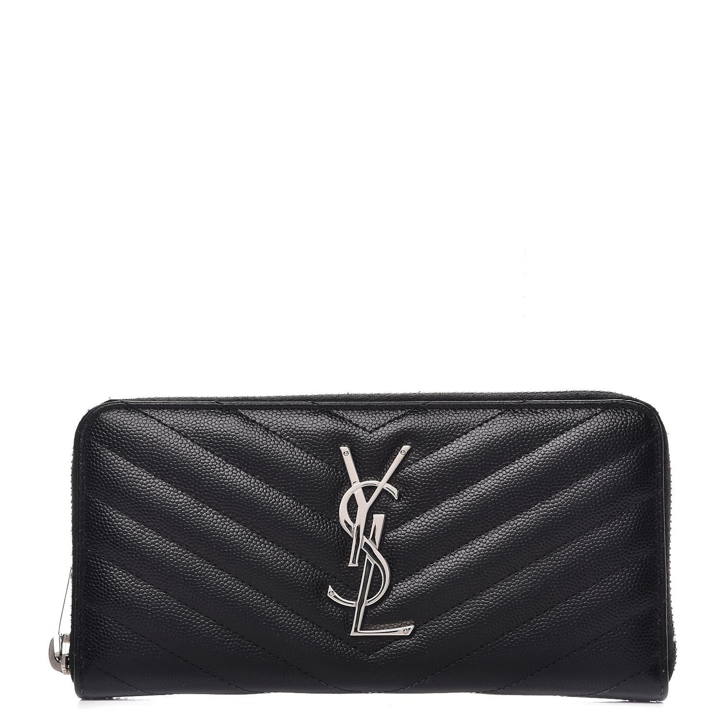 Grain De Poudre Matelasse Chevron Monogram Zip Around Wallet Black