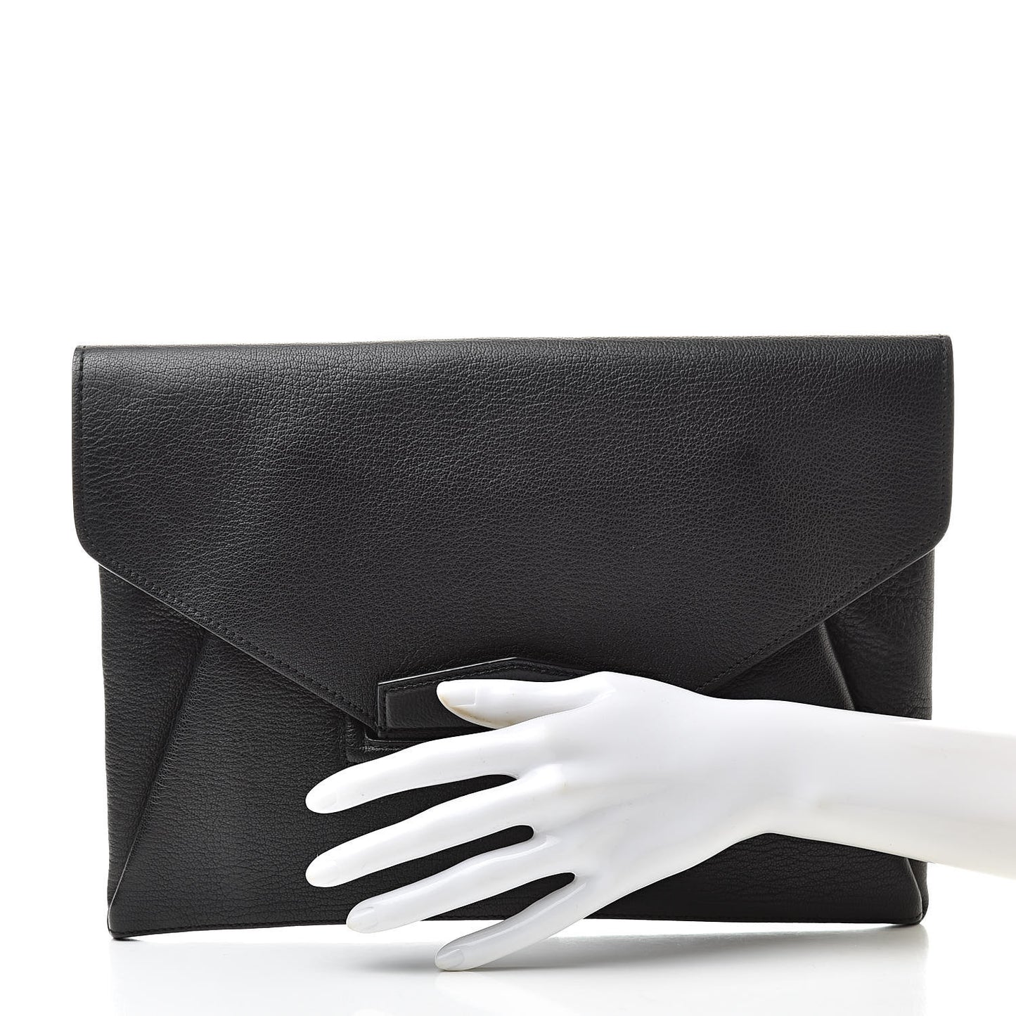 Sugar Goatskin Medium Antigona Envelope Clutch Black