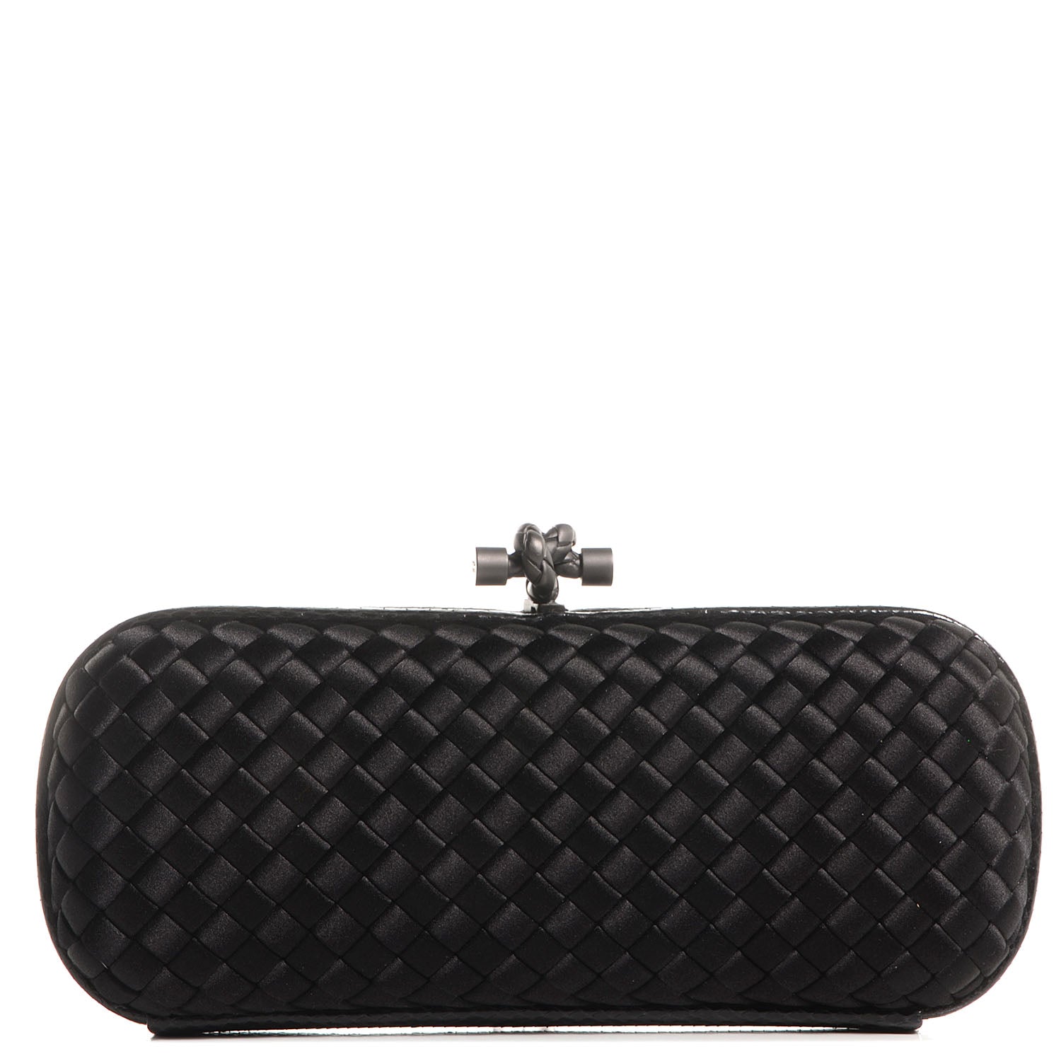 Bottega Veneta Satin Ayers Intreccio Impero Stretch Knot Clutch Black 1 of 6