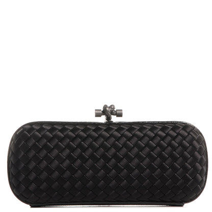 Bottega Veneta Satin Ayers Intreccio Impero Stretch Knot Clutch Black 1 of 6