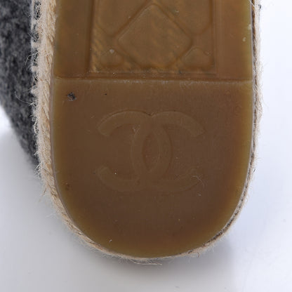 Chanel Tweed Velvet CC Espadrilles 36 Grey Black 8 of 10
