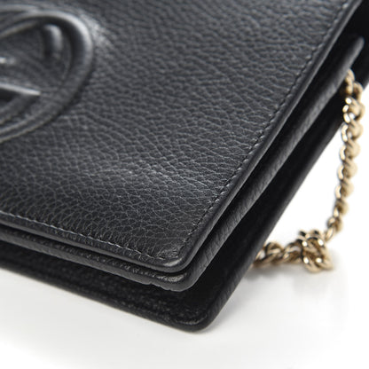 Gucci Pebbled Calfskin Soho Wallet on Chain Black 8 of 10