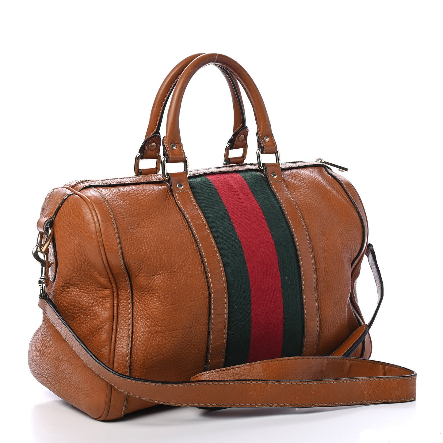 Calfskin Vintage Web Medium Boston Tobacco