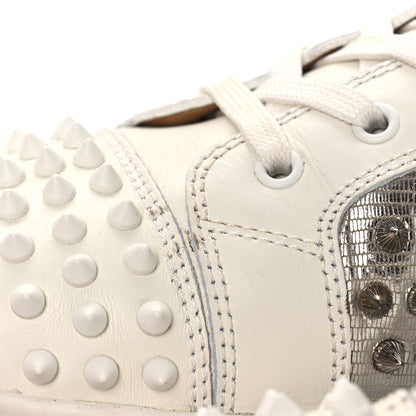 Christian Louboutin Nappa Laminato Dino Spikes Mens Yang Louis Flat Sneakers 45 Latte Silver 11 of 15