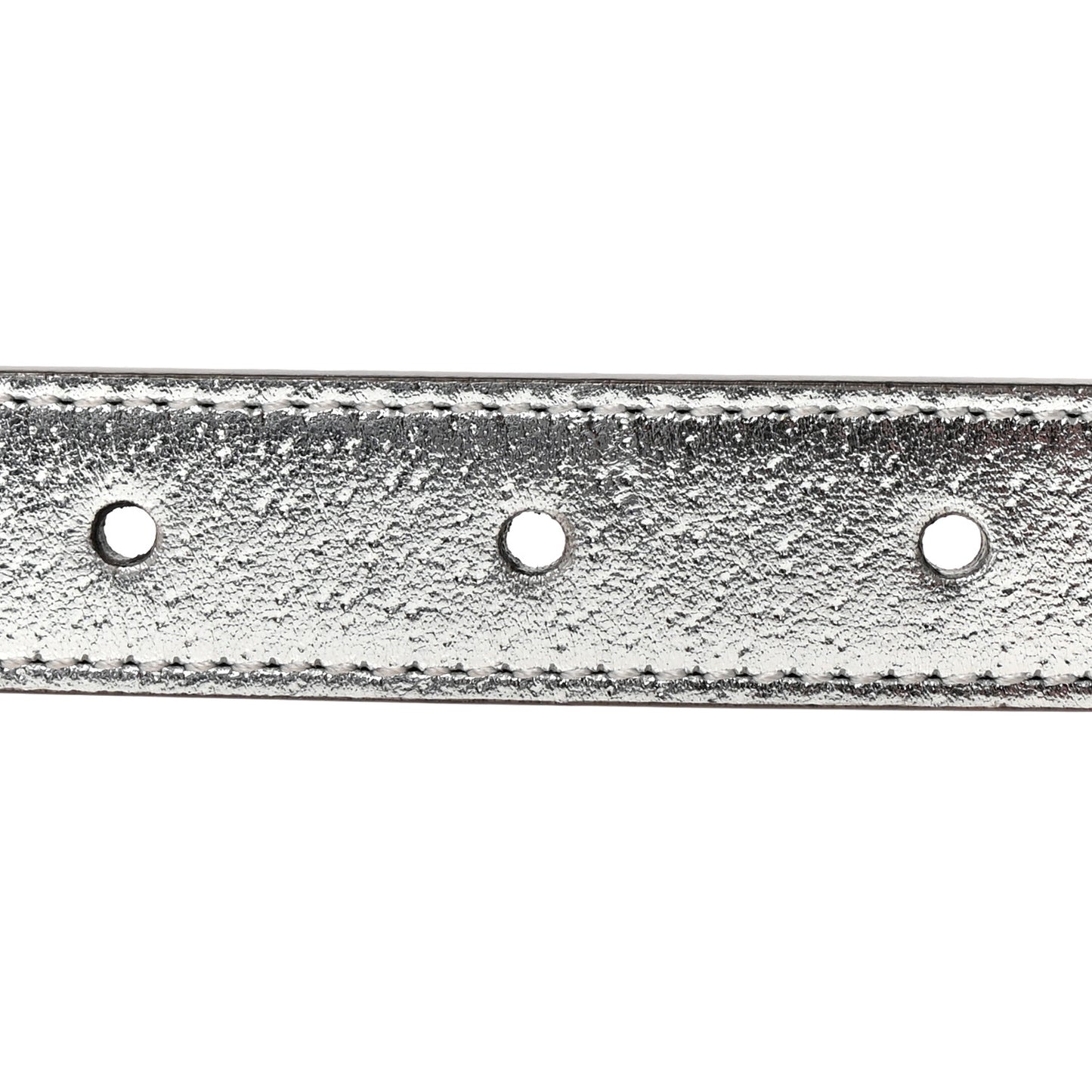 Metallic Calfskin Double G 20mm Belt 80 32 Silver