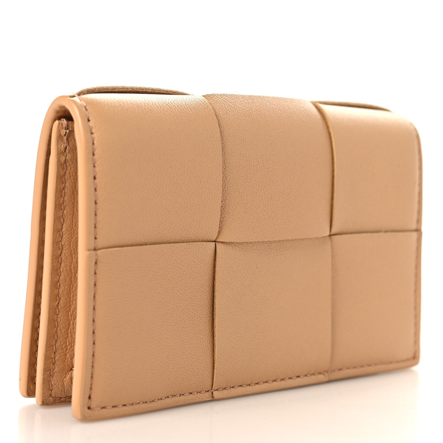 Nappa Maxi Intrecciato Card Holder Wallet Almond