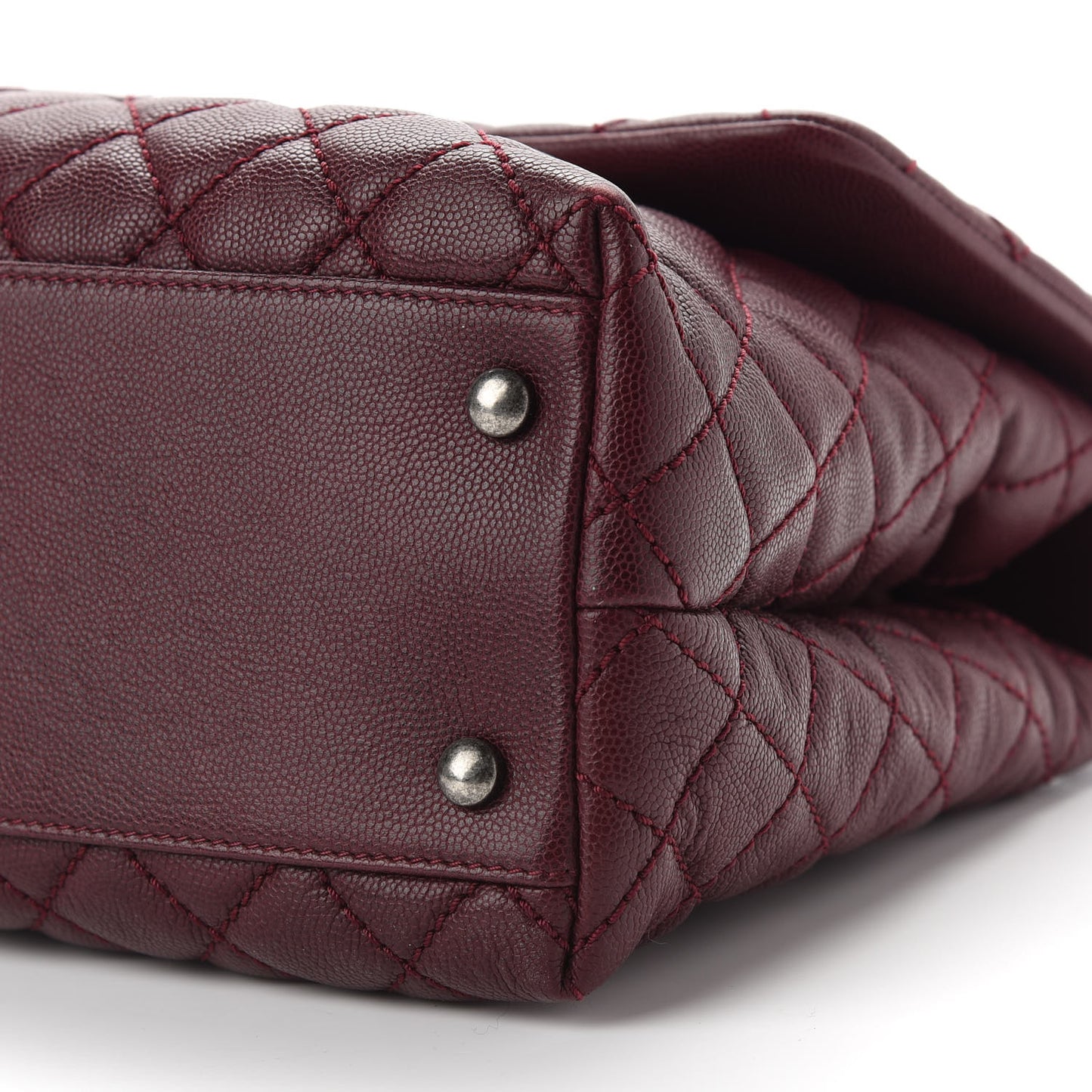 Caviar Quilted Medium Coco Handle Flap Burgundy